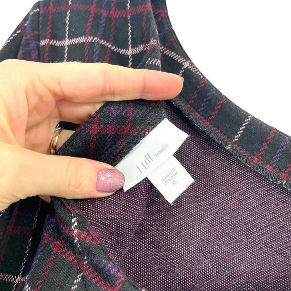 J. Jill Ponte plaid v neck back top blouse Sz XL - Picture 5 of 6